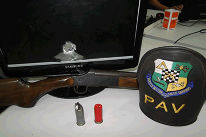 Espingarda e munições foram levados à Central de Flagrantes