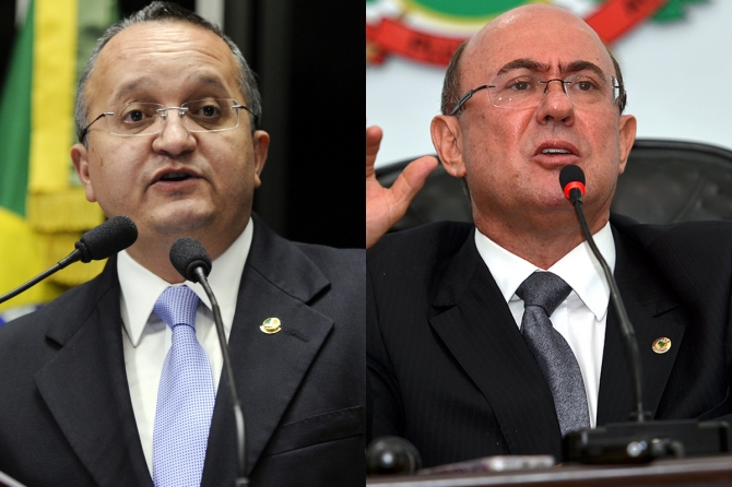 Os candidatos Pedro Taques e José Riva, que tentam barrar um ao outro na Justiça