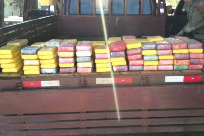 Drogra apreendida pela Polícia Federal: 130 quilos de cocaína