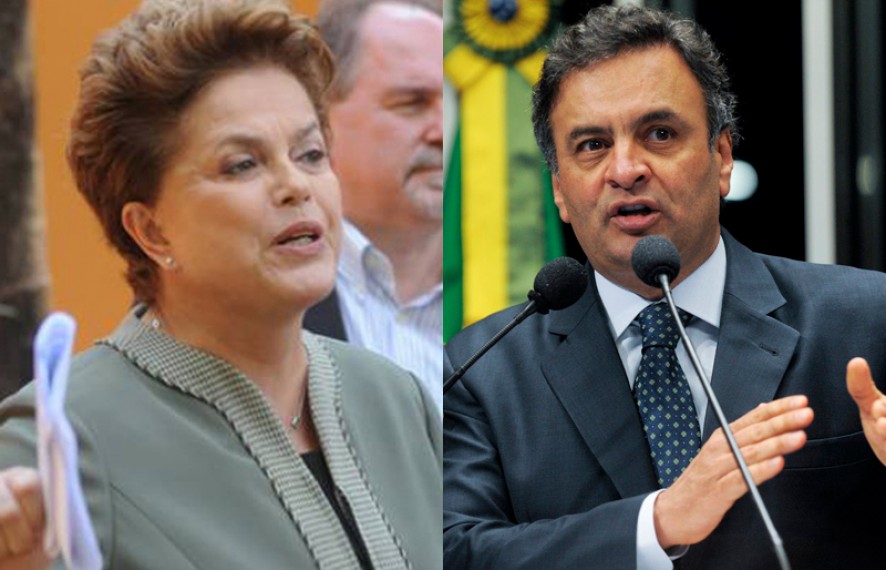 A presidente Dilma Rousseff e o senador Aécio Neves, que vão para o segundo turno