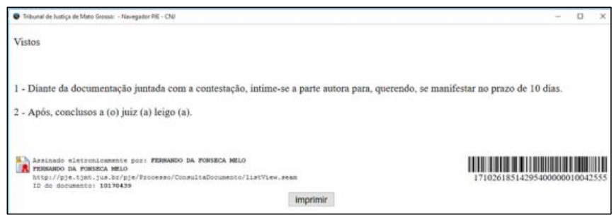 print juiz despacha no proprio processo