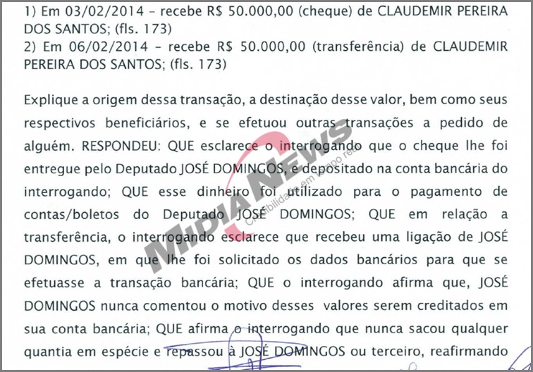 print depoimento José Batista da Graça sobre José Domingos