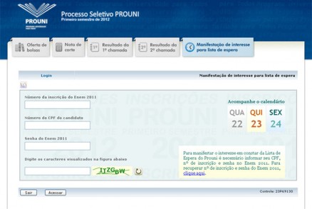 Adeso  lista de espera do Prouni deve ser feita at a sexta-feira (24)
