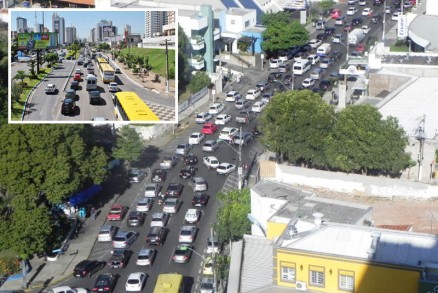 Avenida Isaac Pvoas  um dos gargalos do trnsito e fluxo demanda para vias como a Rubens de Mendona (detalhe)