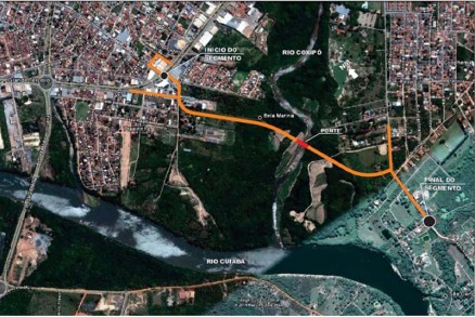 No lote 1, uma nova ligao ser construda para o bairro do Coxip