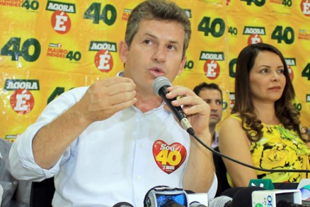O prefeito eleito Mauro Mendes, durante coletiva  imprensa: secretarias