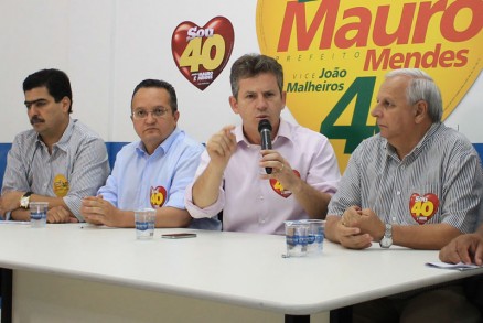 Pinheiro, que coordenou campanha, Taques, Mendes e Malheiros: crescimento de Ldio criou instabilidade na base