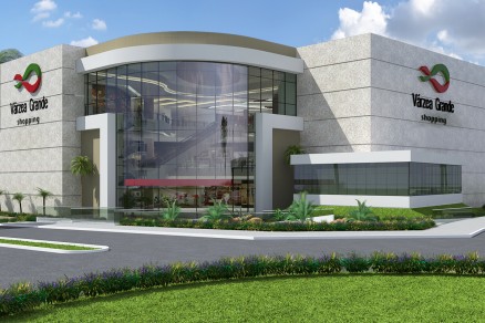 Concepo arquitetnica da entrada principal do Vrzea Grande Shopping, que estar pronto em 2015