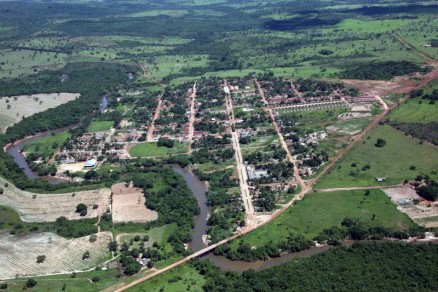 Vista area de Araguainha, menor cidade de Mato Grosso e uma das menores do Brasil