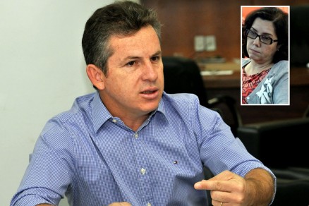 O prefeito Mauro Mendes e a juza Carla Reita (detalhe), que responde a processo no TRT