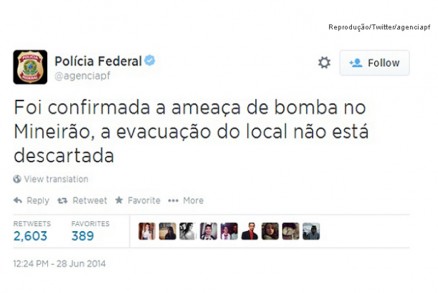 Invas�o na conta da Pol�cia Federal no Twitter publica falsa amea�a de bomba; mensagem foi apagada