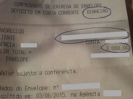 Comprovante de falso depsito usado para enganar mulheres no DF e convenc-las a filmar relaes sexuais