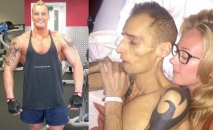 Dean Wharmby pouco antes da morte, ao lado da esposa