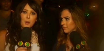 Tat Werneck fica incomodada ao ser abordada por Sil Esteves em entrevista para o 