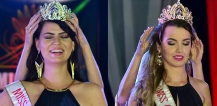 Do lado esquerdo, a Miss Ji-Paran, que foi coroada erroneamente. Do lado direito, a verdadeira vencedora, Miss Cacoal, segundo a organizao do concurso