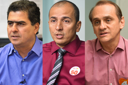 Os candidatos a prefeito Emanuel Pinheiro, Procurador Mauro e Wilson Santos