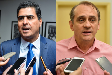 Os candidatos a prefeito Emanuel Pinheiro (PMDB) e Wilson Santos (PSDB)
