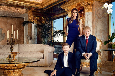 Donald Trump, a esposa Melania e o filho mais novo, Barron