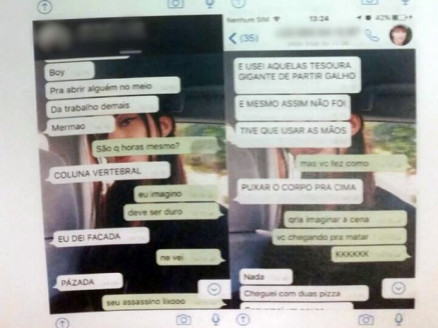 Patrick detalha o crime para o amigo Marvin na conversa, enquanto esperava o tio chegar na casa 