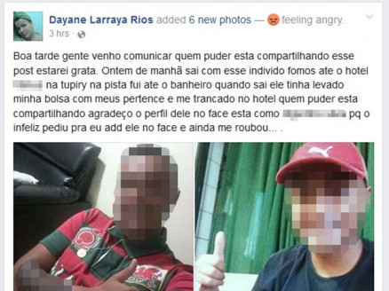 Travesti fez postagem acusando cliente de roub-la
