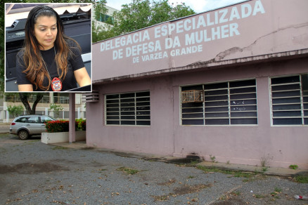 A delegada Ana Paula Faria (no detalhe) da Delegacia de Defesa da Mulher, da Criana e do Idoso de Vrzea Grande