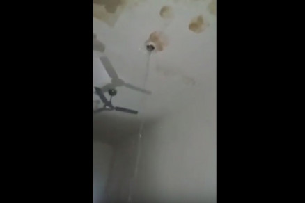 A gua da chuva escorreu pelo teto do Pronto-Socorro de Vrzea Grande