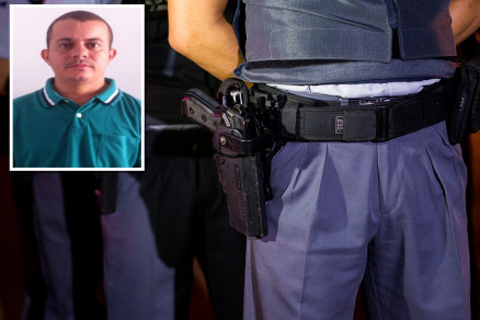 O policial militar Weverton Silva (detalhe), cuja arma disparou sem o acionamento