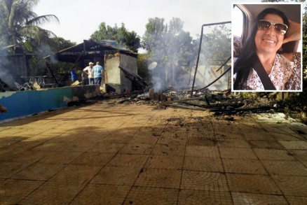 A casa da professora Mair Anatlia de Jesus (detalhe) ficou destruda pelas chamas
