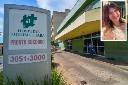 A empresria Valdete Rosa (no detalhe) est internada no Hospital Jardim Cuiab