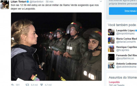 Lilian Tintori, mulher de Leopoldo Lpez, foi  priso para tentar obter informaes sobre o estado de sade de seu marido