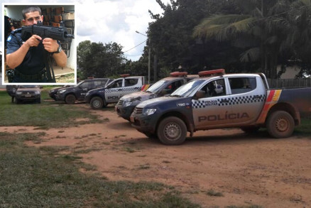 O tenente Carlos Henrique Scheifer (no detalhe) morreu em confronto com bandidos