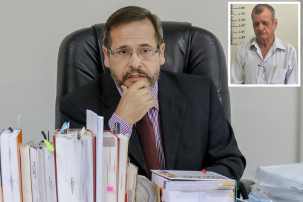O juiz Jurandir Florncia, que acatou denncia contra o comerciante Adnis Negri (no detalhe)