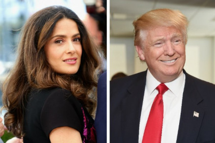 A atriz Salma Hayek e o empresrio Donald Trump