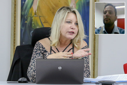 A juza Selma Arruda e o frentista Joo Paulo Queiroz (detalhe)