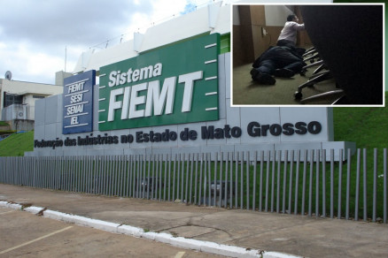 Assustados, alguns funcionrios da Fiemt se jogaram no cho (detalhe)