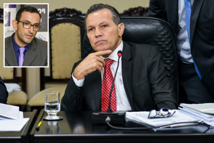 O ex-governador Silval Barbosa, que exigiu retirada de Lindomar Tofolli (no detalhe) de investiga��o