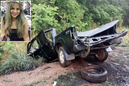 A vtima Gislaine da Silva (no detalhe), de 37 anos, que morreu no acidente