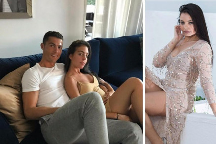 Ronaldo ao lado da namorada, Georgina Rodriguez, e a suposta amante do jogador, a modelo, Natacha Rodrigues