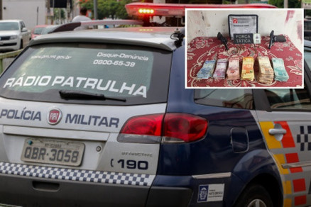 Bandidos foram presos pela PM com cerca de 32 mil reais roubados de banco