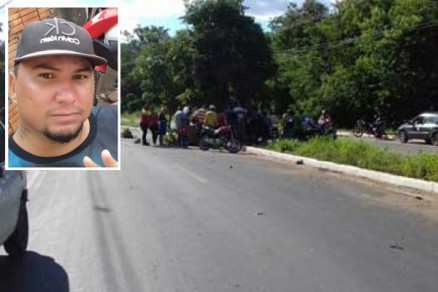 O motociclista Daniel Almeida (no detalhe), que morreu em acidente em Cuiab�