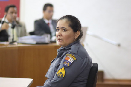 A sargento da Polcia Militar,  Andria Pereira de Moura Cardoso, que depem nesta sexta