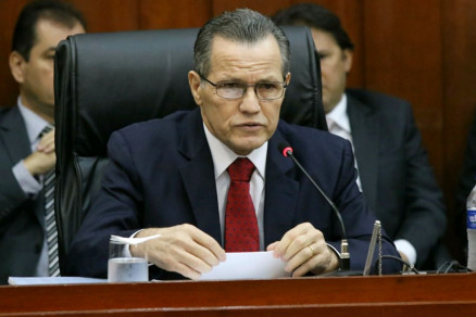 O ex-governador Silval Barbosa, durante depoimento na Cmara de Cuiab