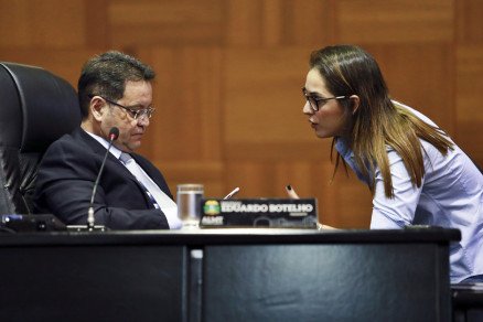 O presidente da Assembleia Legislativa, Eduardo Botelho, e a deputada Janaina Riva