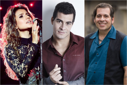 Cantora Paula Fernandes; ator e cantor Thiago Martins; o ator Leandro Hassum