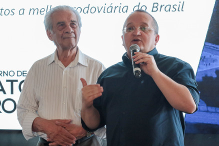 O governador Pedro Taques, durante lan�amento da concess�o de Rodovi�ria