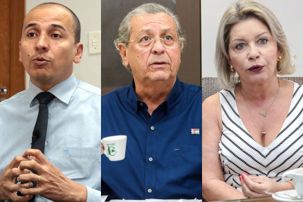 Os candidatos procurador Mauro, Jaime Campos e Selma Arruda, que lideram ao Senado