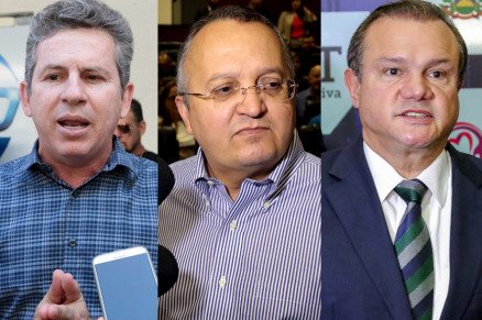 Os candidatos ao Governo Mauro Mendes, Pedro Taques e Wellington Fagundes: gastos com voo