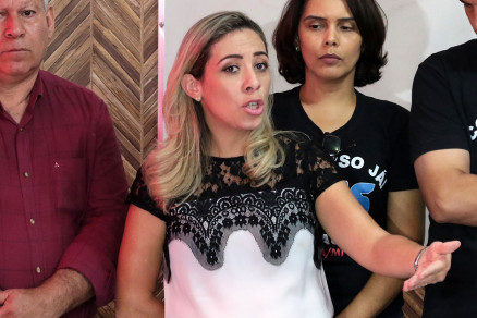 A coordenadora do F�rum Sindical, Cristina Vaz, durante entrevista coletiva nesta segunda-feira