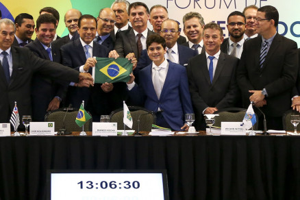 O presidente eleito Jair Bolsonaro em reunio com futuros governadores, entre eles Mauro Mendes