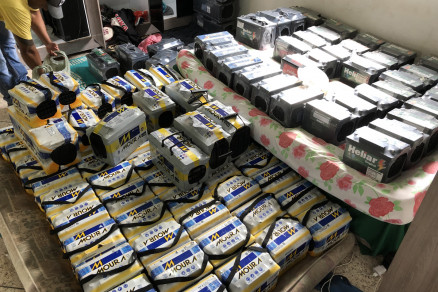 As baterias apreendidas pela Pol�cia Civil, em Cuiab�